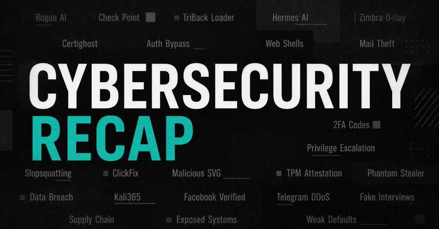 Rogue AI Agents, Check Point Exploit, Slopsquatting, ClickFix Lures and More