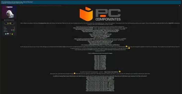 El hacker contradice a PcComponentes y muestra pruebas de acceso a sus sistemas internos